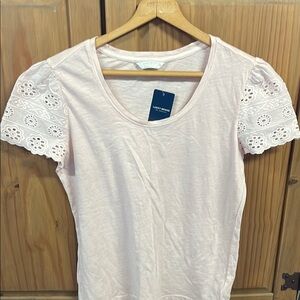 Women's Pink Lace Sleeve Top